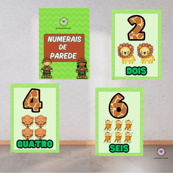 Numerais de Parede - Tema Safari